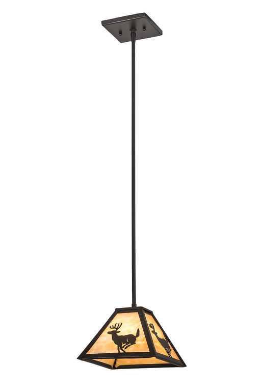 Meyda Tiffany - 138213 - One Light Mini Pendant - Lone Deer - Craftsman Brown