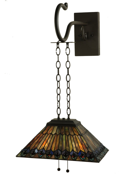 Meyda Tiffany - 138560 - Two Light Wall Sconce - Tiffany Jeweled Peacock - Timeless Bronze