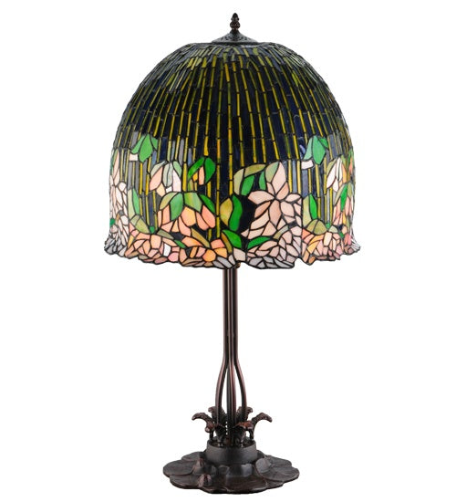 Meyda Tiffany - 138581 - Three Light Table Lamp - Tiffany Flowering Lotus - Mahogany Bronze