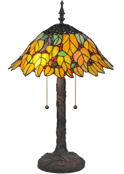 Meyda Tiffany - 139603 - Two Light Table Lamp - Follaje - Verdigris,Mahogany Bronze