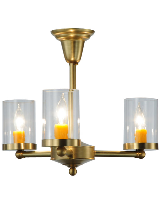 Meyda Tiffany - 140495 - Three Light Semi-Flushmount - Bakersfield - Satin Brass