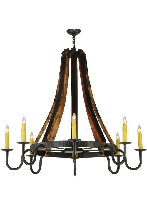 Meyda Tiffany - 140876 - Eight Light Chandelier - Barrel Stave - Natural Wood,Timeless Bronze