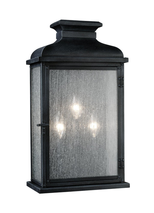 Generation Lighting - OL11104DWZ - Three Light Outdoor Wall Lantern - Pediment - Dark Weathered Zinc