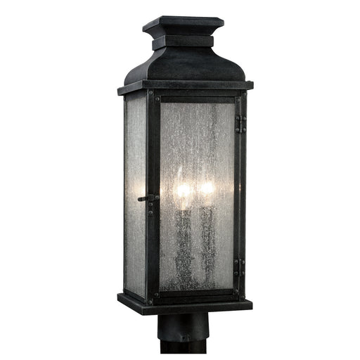 Visual Comfort Studio - OL11107DWZ - Three Light Post Lantern - Pediment - Dark Weathered Zinc