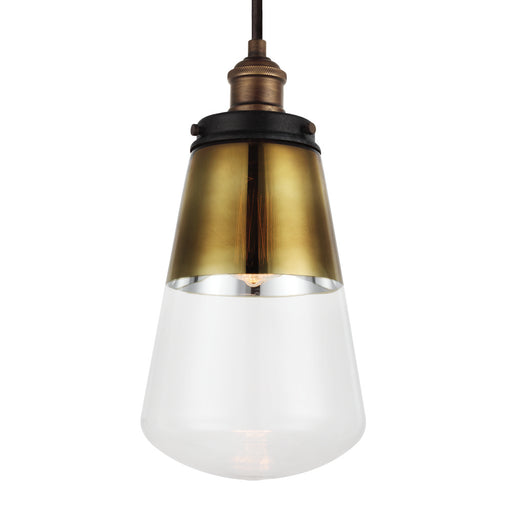 Generation Lighting - P1372PAGB/DWZ - One Light Pendant - Waveform - Painted Aged Brass / Dark Weathered Zinc