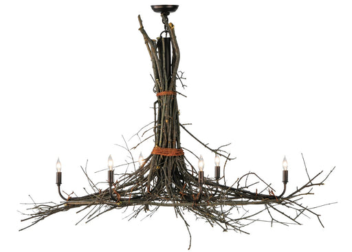 Meyda Tiffany - 141355 - Six Light Chandelier - Twigs - Natural Wood,Mahogany Bronze