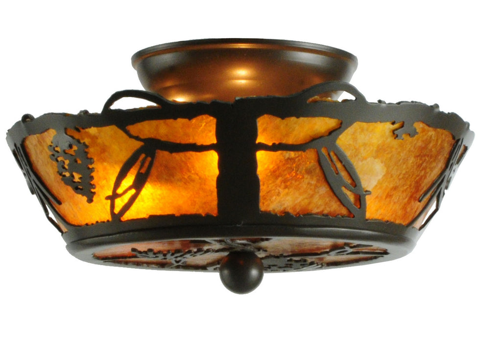 Meyda Tiffany - 142266 - Three Light Flushmount - Whispering Pines - Timeless Bronze