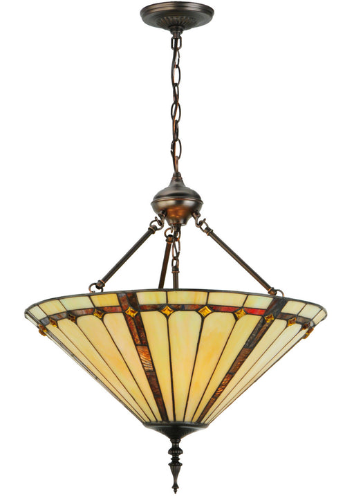 Meyda Tiffany - 142898 - Three Light Inverted Pendant - Belvidere - Mahogany Bronze