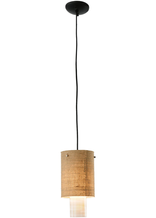 Meyda Tiffany - 143132 - One Light Mini Pendant - Cilindro - Black/Beige Burlap