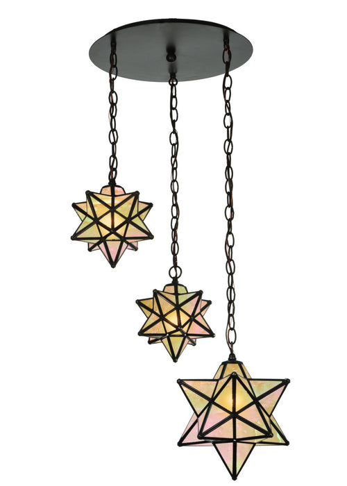 Meyda Tiffany - 143177 - Three Light Pendant - Moravian Star - Antique