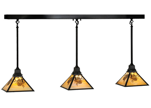 Meyda Tiffany - 143181 - Three Light Island Pendant - Winter Pine - Craftsman Brown