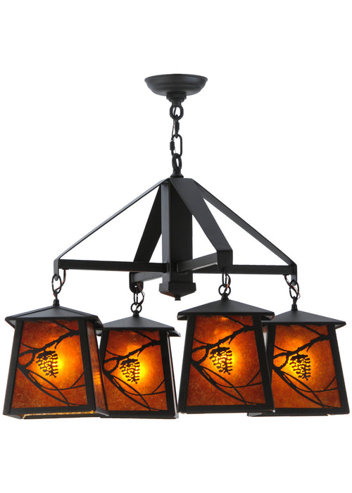 Meyda Tiffany - 143500 - Four Light Chandelier - Whispering Pines - Oil Rubbed Bronze