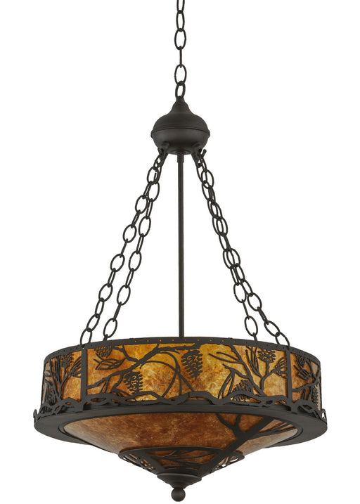 Meyda Tiffany - 143543 - Four Light Inverted Pendant - Whispering Pines - Oil Rubbed Bronze
