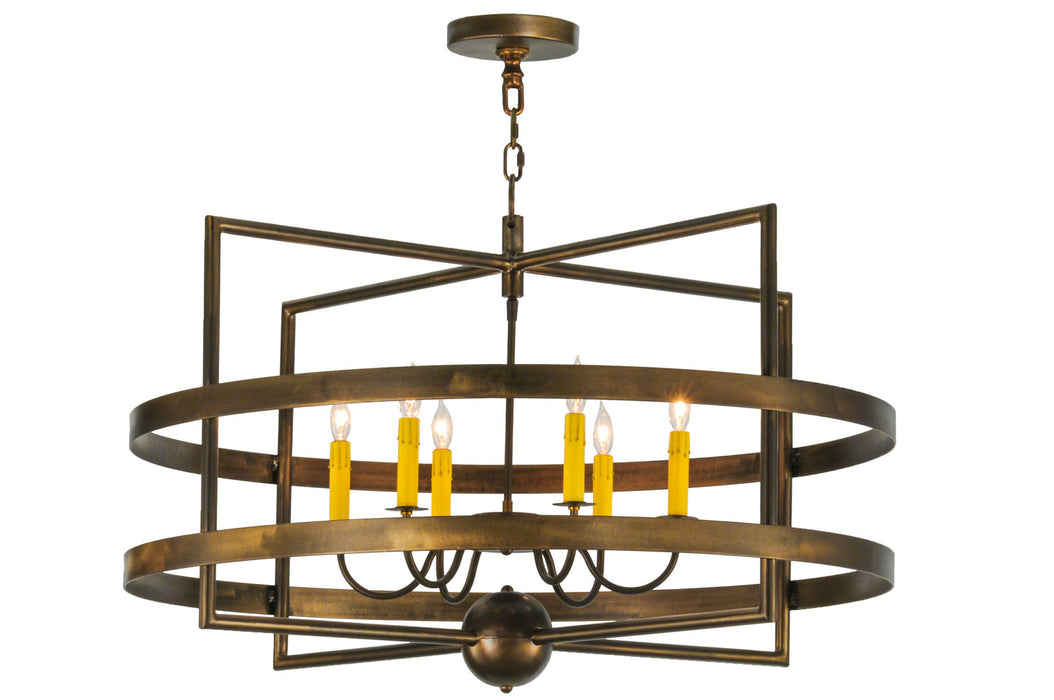 Meyda Tiffany - 143904 - Six Light Pendant - Aldari - Antique Copper