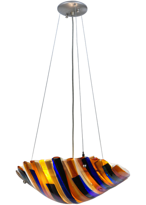 Meyda Tiffany - 144919 - Three Light Inverted Pendant - Metro Fusion - Beige,Amber,Smoke Irid,Dark Bl