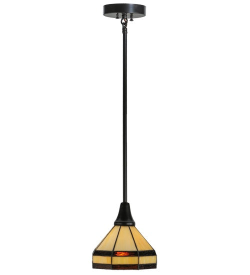 Meyda Tiffany - 145363 - One Light Mini Pendant - Topridge - Craftsman Brown