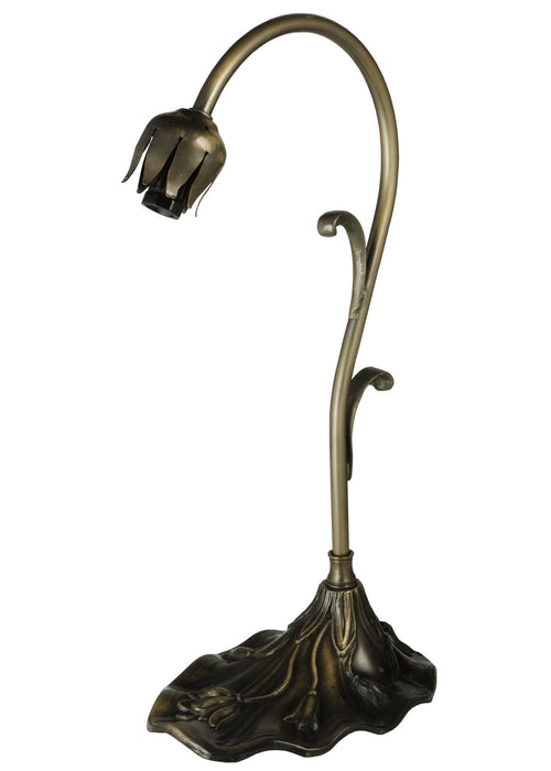 Meyda Tiffany - 14556 - One Light Gooseneck Table Base - Lily - Natural Wood,Timeless Bronze