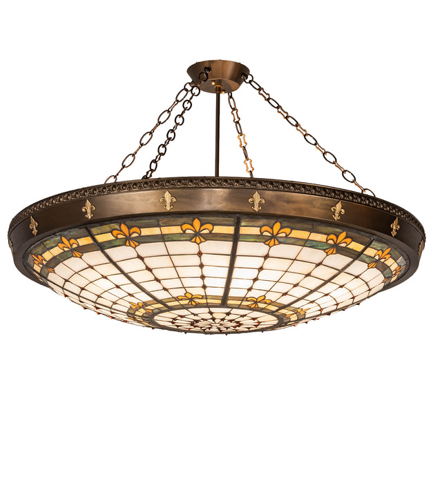 Meyda Tiffany - 145707 - Six Light Semi-Flushmount - Fleur-De-Lite - Antique Copper