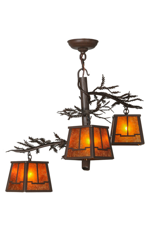 Meyda Tiffany - 146816 - Three Light Chandelier - Pine Branch - Custom