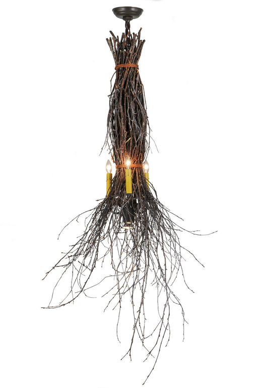 Meyda Tiffany - 147152 - Four Light Pendant - Twigs - Natural Wood,Timeless Bronze