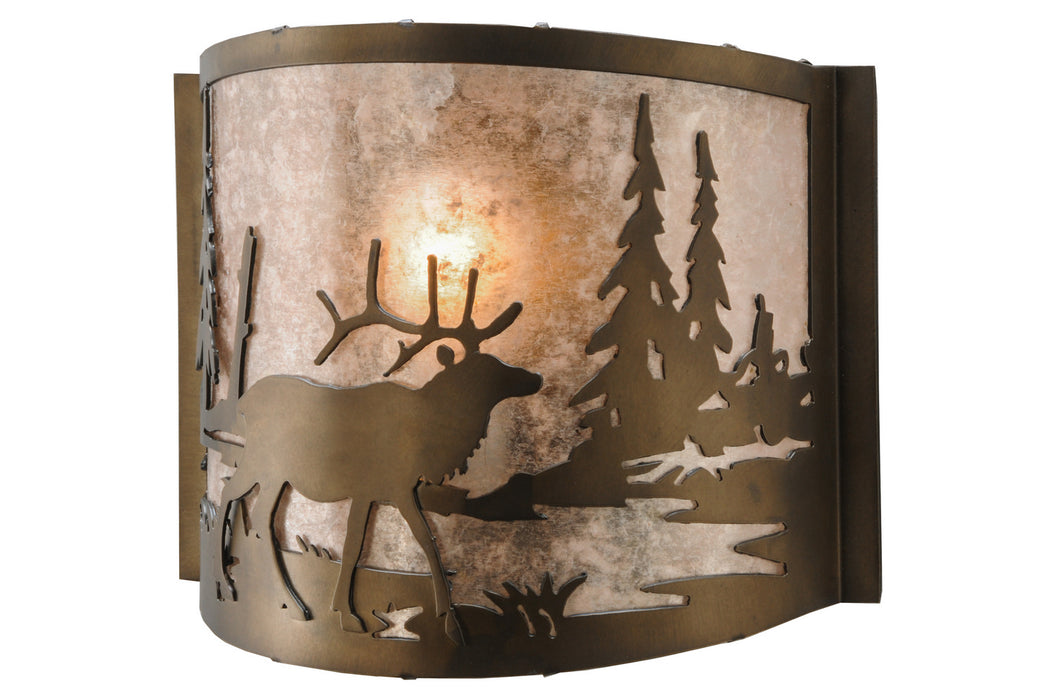 Meyda Tiffany - 148034 - One Light Wall Sconce - Elk At Lake - Antique Copper