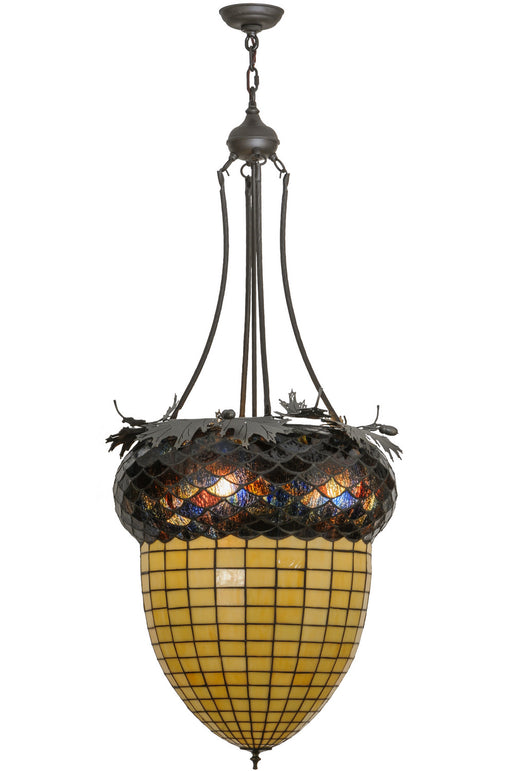 Meyda Tiffany - 148471 - Three Light Inverted Pendant - Greenbriar Oak - Pewter,Custom,Oil Rubbed Bronze