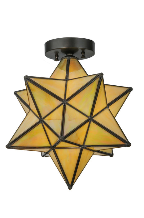 Meyda Tiffany - 148883 - One Light Semi-Flushmount - Moravian Star - Craftsman Brown