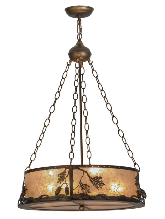 Meyda Tiffany - 148888 - Eight Light Inverted Pendant - Oak Leaf & Acorn - Antique Copper