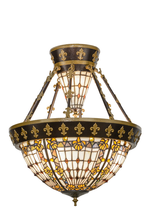 Meyda Tiffany - 150922 - Six Light Semi-Flushmount - Fleur-De-Lis - Copper Vein