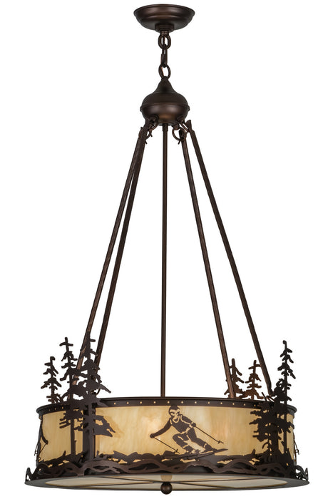 Meyda Tiffany - 151920 - Four Light Inverted Pendant - Alpine - Mahogany Bronze