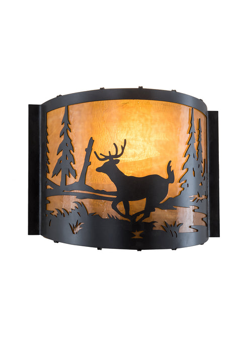 Meyda Tiffany - 152607 - One Light Wall Sconce - Deer At Lake - Timeless Bronze