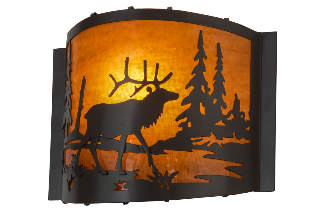 Meyda Tiffany - 152608 - One Light Wall Sconce - Elk At Lake - Timeless Bronze