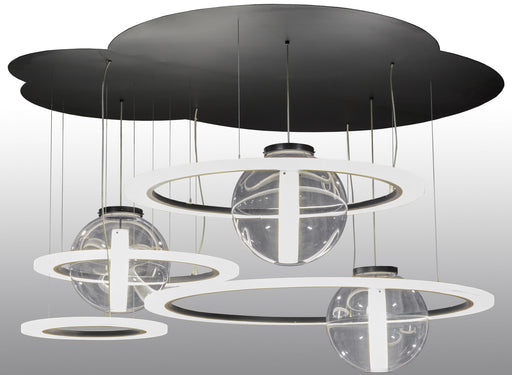 Meyda Tiffany - 152693 - LED Pendant - Anillo - Solar Black/White Acrylic And Clear Acrylic