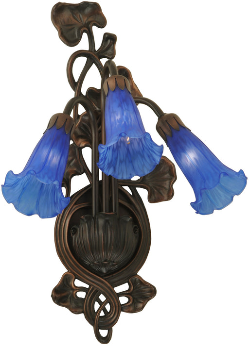 Meyda Tiffany - 17234 - Three Light Wall Sconce - Blue Pond Lily - Mahogany Bronze
