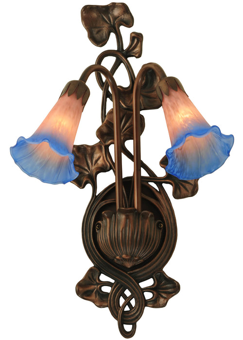 Meyda Tiffany - 17502 - Two Light Wall Sconce - Pink/Blue Pond Lily - Wrought Iron