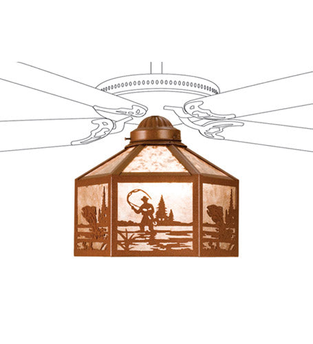 Meyda Tiffany - 22242 - One Light Fan Light Shade - Fly Fisherman - Rust
