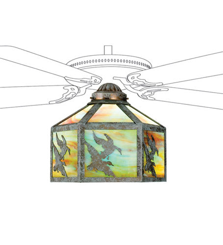 Meyda Tiffany - 22339 - One Light Fan Light Shade - Ducks In Flight - Verdigris
