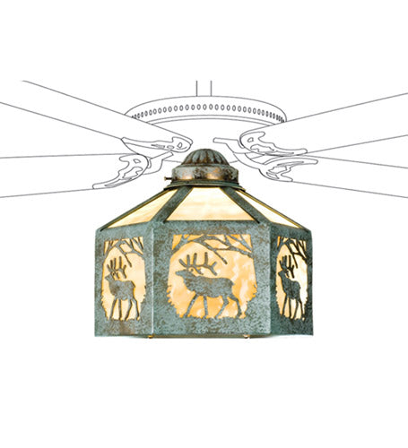 Meyda Tiffany - 22340 - One Light Fan Light Shade - Lone Elk - Verdigris