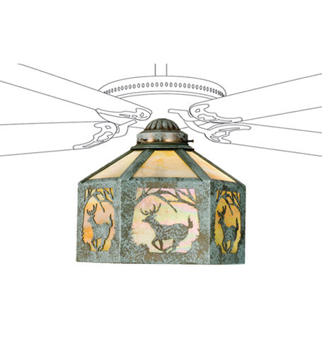 Meyda Tiffany - 22343 - One Light Fan Light Shade - Lone Deer - Verdigris
