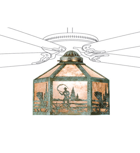 Meyda Tiffany - 22344 - One Light Fan Light Shade - Fly Fisherman - Verdigris