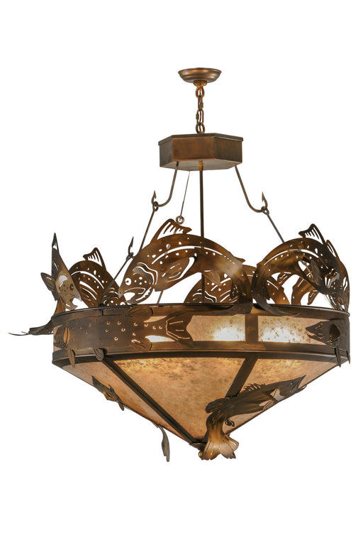 Meyda Tiffany - 30766 - Six Light Inverted Pendant - Catch Of The Day - Antique Copper