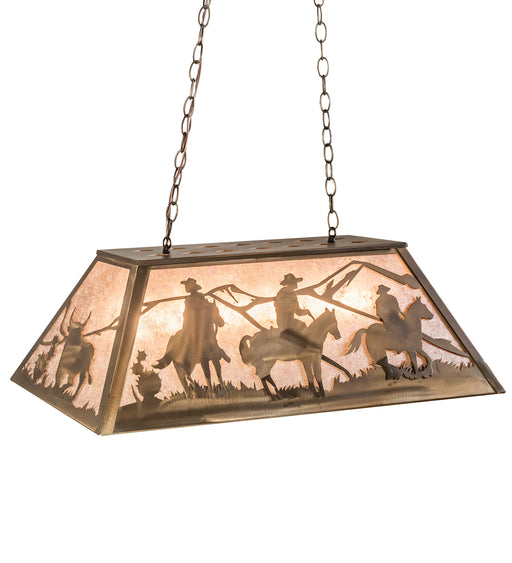 Meyda Tiffany - 31362 - Six Light Oblong Pendant - Rustlers - Antique Copper