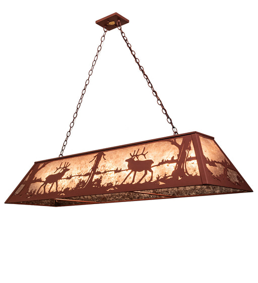 Meyda Tiffany - 48429 - Nine Light Oblong Pendant - Elk At Lake - Rust