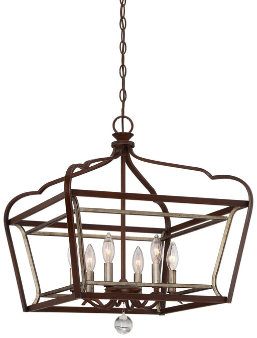 Minka-Lavery - 4348-593 - Six Light Pendant - Astrapia - Dark Rubbed Sienna With Aged Silver