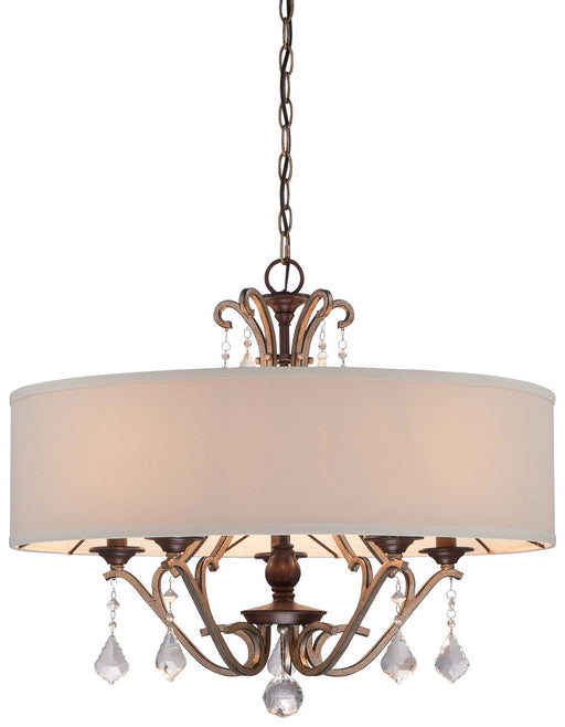 Minka-Lavery - 4355-593 - Five Light Pendant - Gwendolyn Place - Dark Rubbed Sienna With Aged Silver