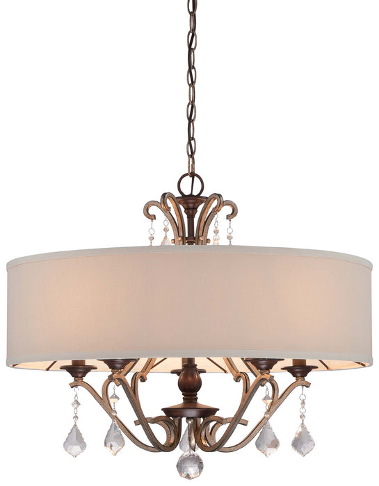Minka-Lavery - 4355-593 - Five Light Pendant - Gwendolyn Place - Dark Rubbed Sienna With Aged Silver