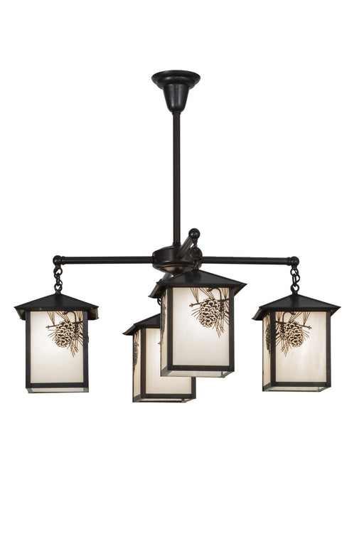 Meyda Tiffany - 60911 - Four Light Chandelier - Seneca - Craftsman Brown