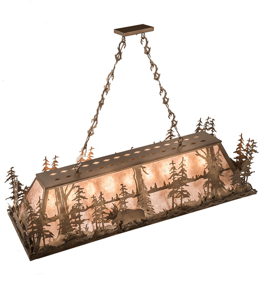 Meyda Tiffany - 65118 - Nine Light Oblong Pendant - Moose Through The Trees - Antique Copper