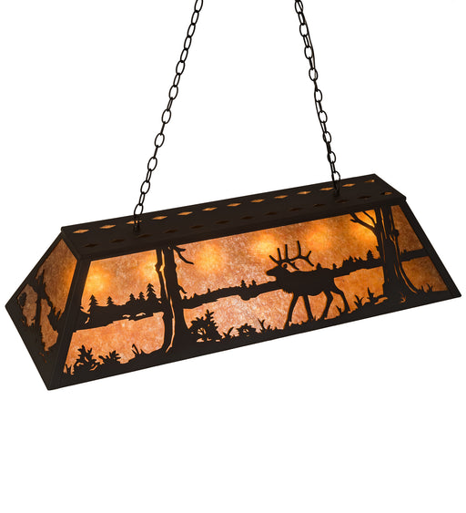 Meyda Tiffany - 66092 - Nine Light Oblong Pendant - Elk At Lake - Rust