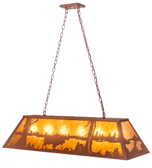 Meyda Tiffany - 68092 - Six Light Oblong Pendant - Buffalo At Lake - Rust